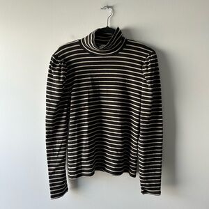 J. Crew Factory black and tan striped long sleeve top